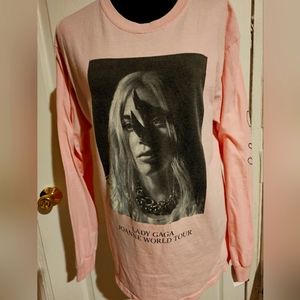 Official Lady Gaga Joanne World Tour Pink Sweatshirt long sleeve t-shirt, Med.